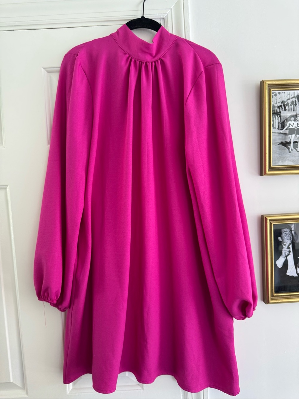 Women’s Fuchsia High-Neck Long Sleeve Tunic Dress